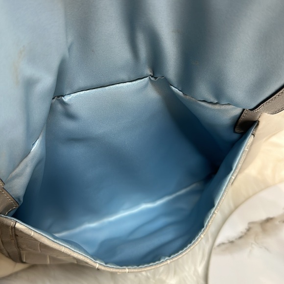 GUC Coach Kristin Python Croc Embossed Cream/Grey Leather Hand/Shoulder Bag - Picture 9 of 16